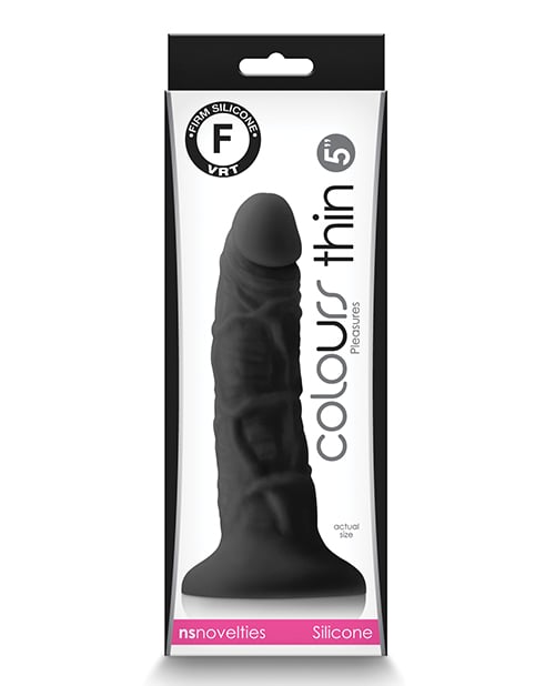 NS Novelties - Colours Pleasures 12.7 cm Slim Suction Dildo (Black) NS1182 CherryAffairs