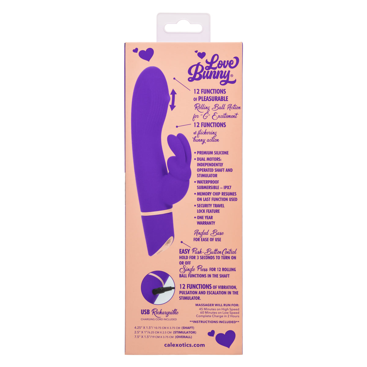 CalExotics - Love Bunny Rollin’ G Rabbit Vibrator (Purple) - Purple