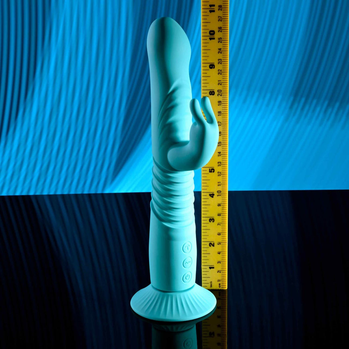 Evolved - Vibrator Kelinci Bunny Hop dengan Dasar Hisap dan Gerakan Dorong (Biru)