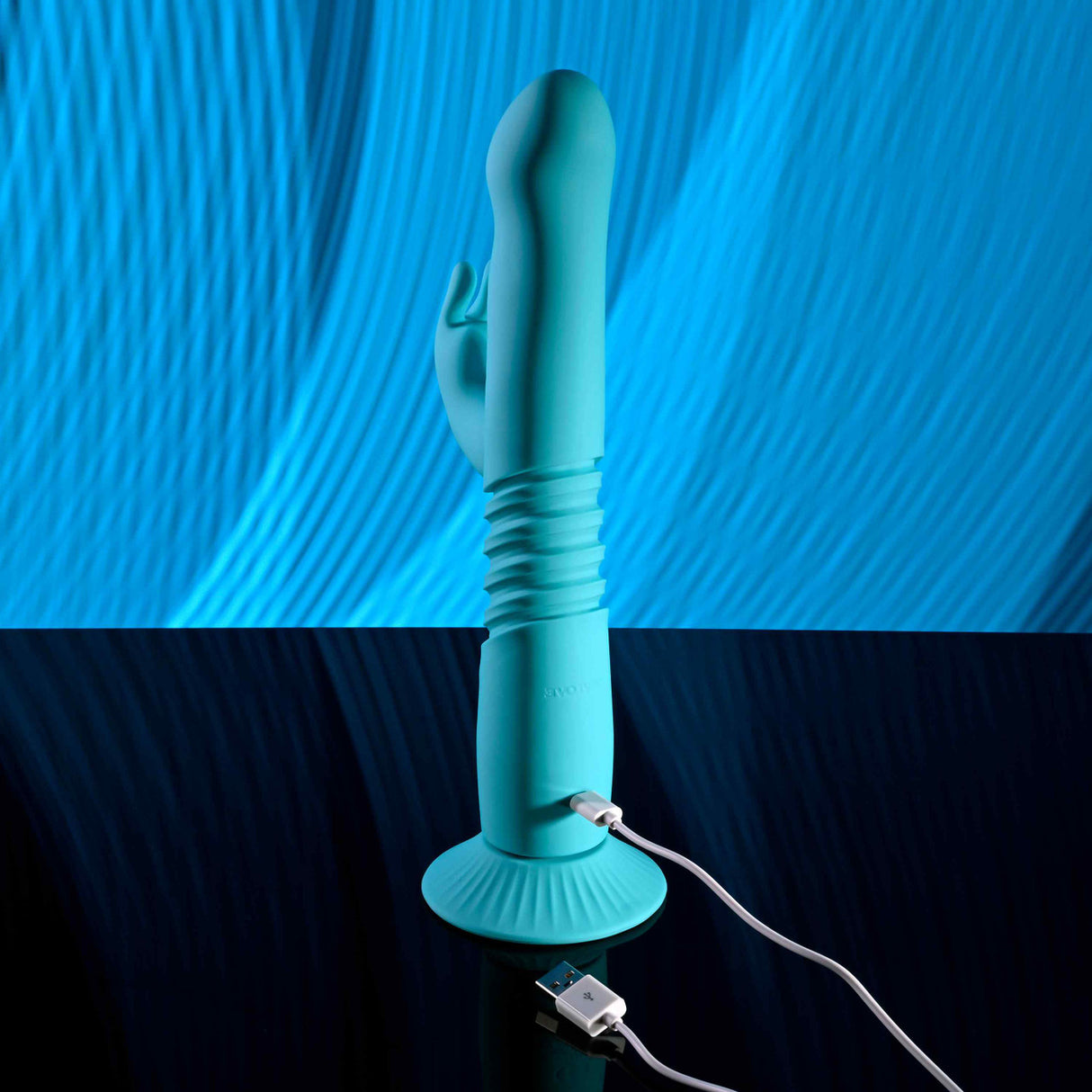 Evolved - Bunny Hop Suction-Base Thrusting Rabbit Vibrator (Blue)