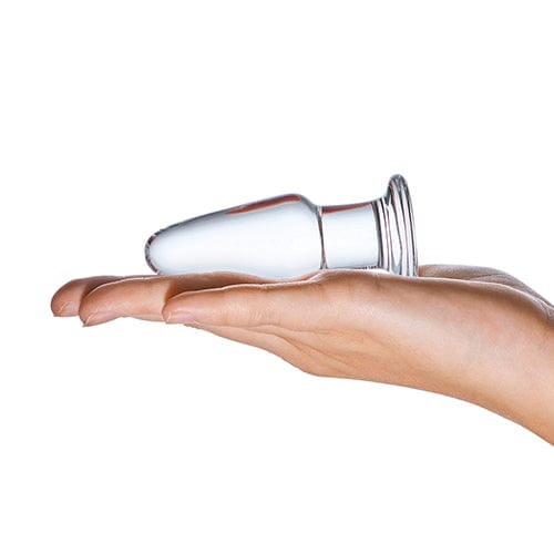 Glas - Glass Butt Plug Hand Blown Glass Dildo 3.5" (Clear) Glass Anal Plug (Non Vibration)