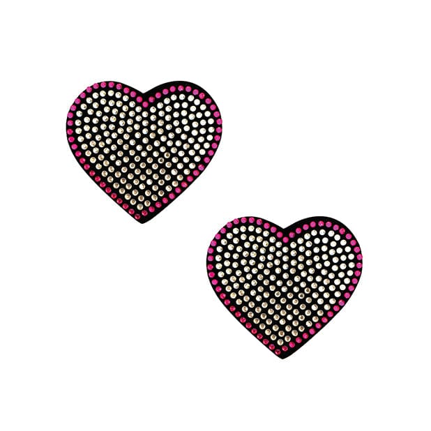 Neva Nude - Burlesque Heart N Soul Crystal Heart Pasties Nipple Covers O/S (Pink/Clear) Nipple Covers