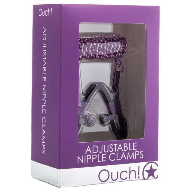 Shots - Ouch! Adjustable Nipple Clamps With Chain (Purple) - CherryAffairs.sg