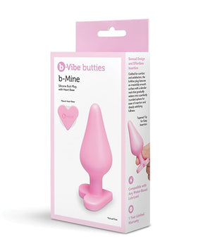 B-Vibe - B-Mine Butties Heart-Base Silicone Anal Plug (Pink) - Pink