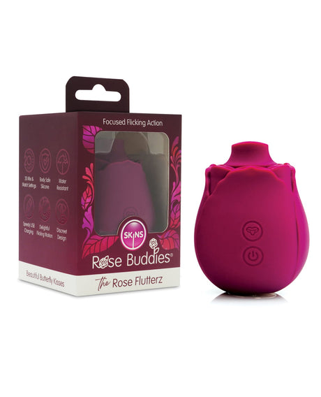 Skins - Rose Buddies Rose Flutterz Clitoral Vibrator (Red) - Red