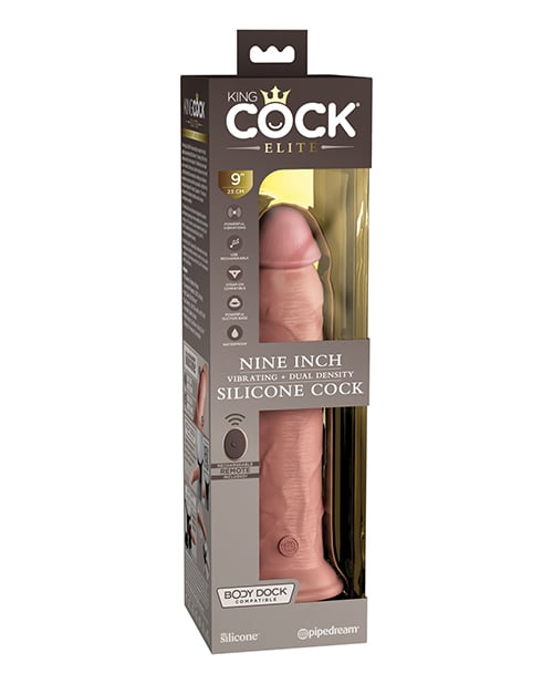 Pipedream - King Cock Elite Vibrating Silicone Suction Dildo - Beige / 22.9 cm