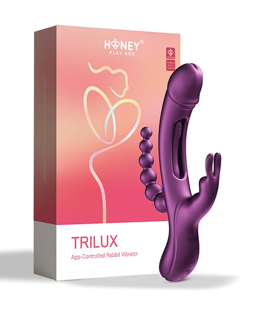Honey Play Box - Trilux 4-in-1 Rabbit Vibrator with Anal Beads (Purple) - Purple