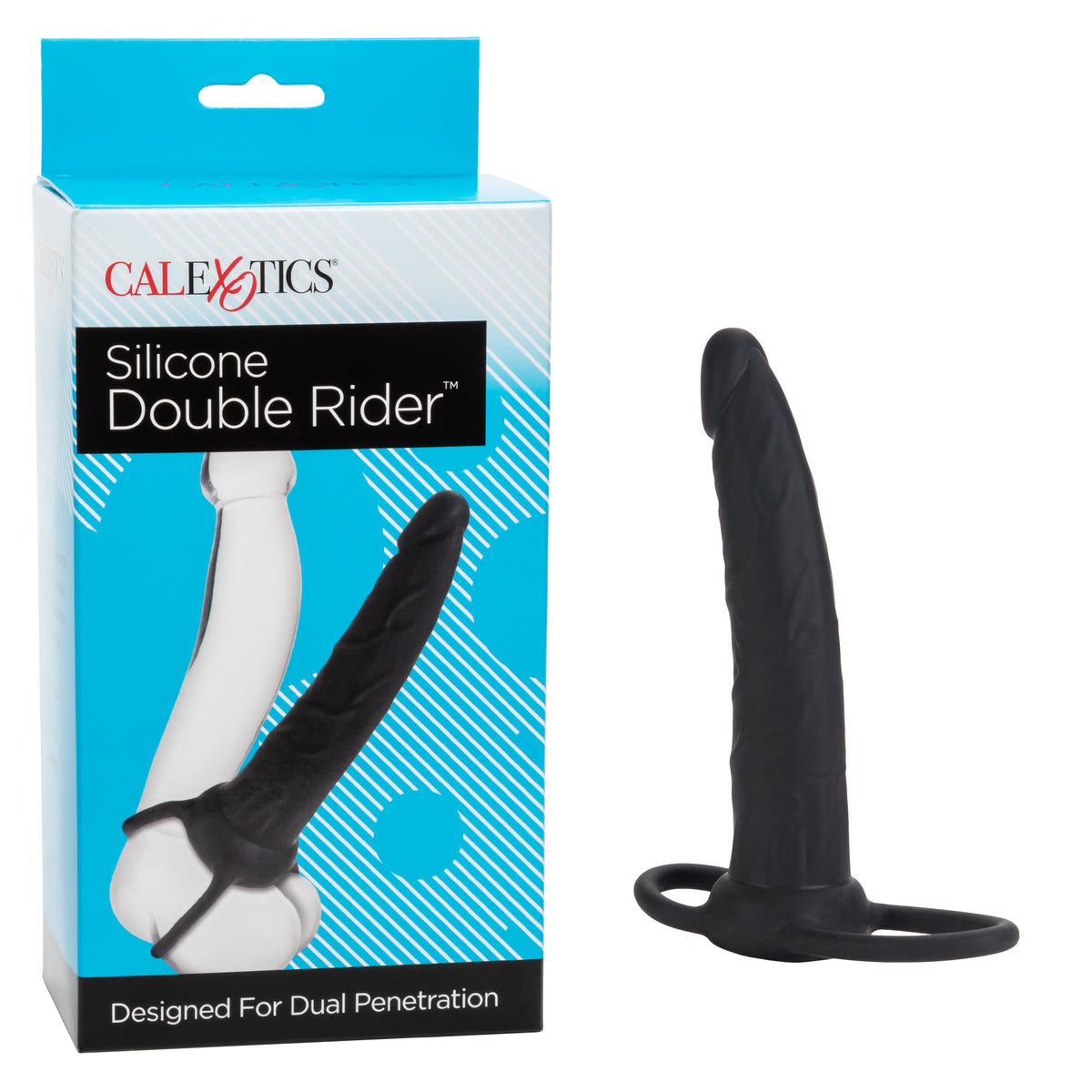 CalExotics - Double Rider Silicone Cock Ring (Black) - Black