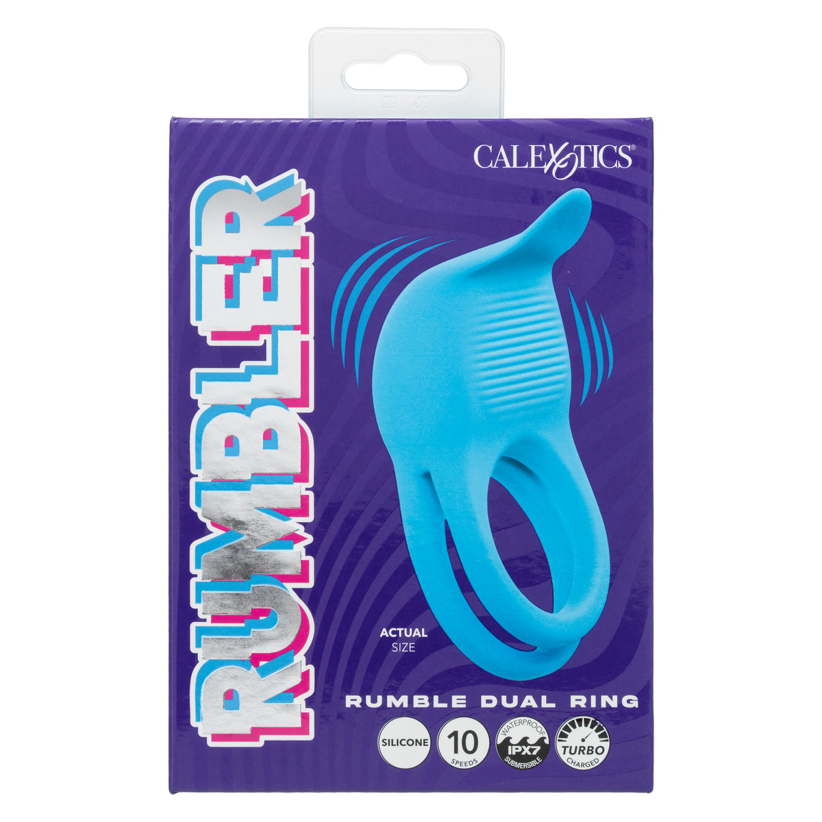 CalExotics - Rumbler Dual-Ring Vibrating Cock Ring (Blue) - Blue