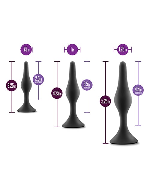 Blush Novelties - Anal Adventures Platinum Beginner Anal Plug Kit (Black) - Black
