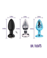 Dr. Tush's - Venture Glass, Metal & Vibrating Anal Plug Set (Multi Colour) - Multi Colour / Small