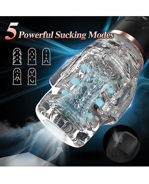 Secwell - Sucking & Vibrating Oral Masturbator (Black) - Black