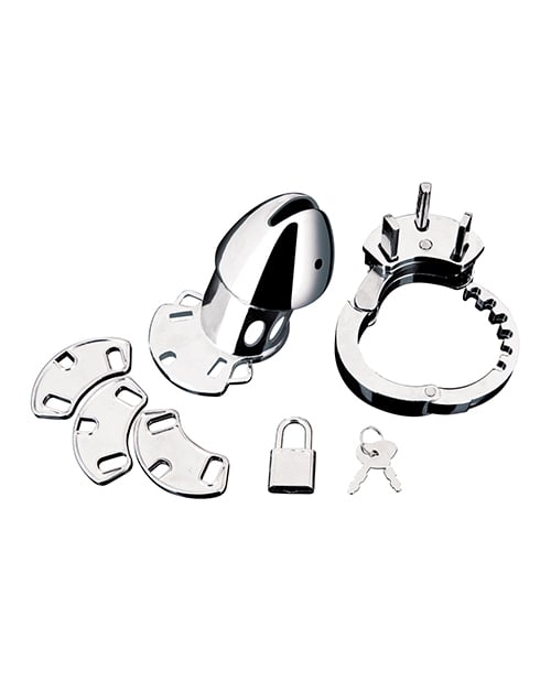 Blue Line - Obedience Metal Chastity Cage (Silver) – product view 4