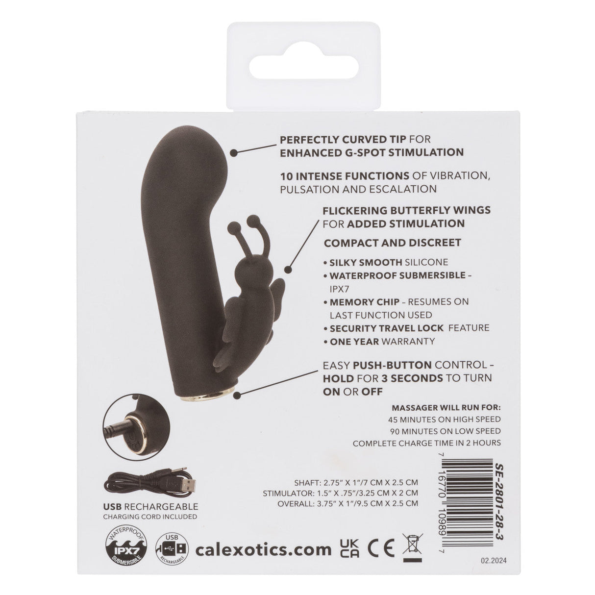 CalExotics - Raven Butterfly Rechargeable Mini Dual Vibrator (Black) – product view 5