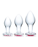 Glas - Heart Jewel Three Piece Glass Anal Plug Training Set (Clear) – product view 2