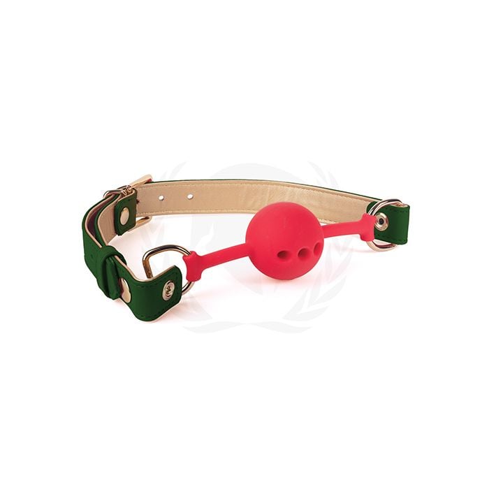 Spartacus - 4.6 cm Silicone Ball Gag with PU Straps (Green) – product image