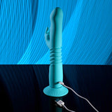 Evolved - Bunny Hop Suction-Base Thrusting Rabbit Vibrator (Blue) EV1215 CherryAffairs