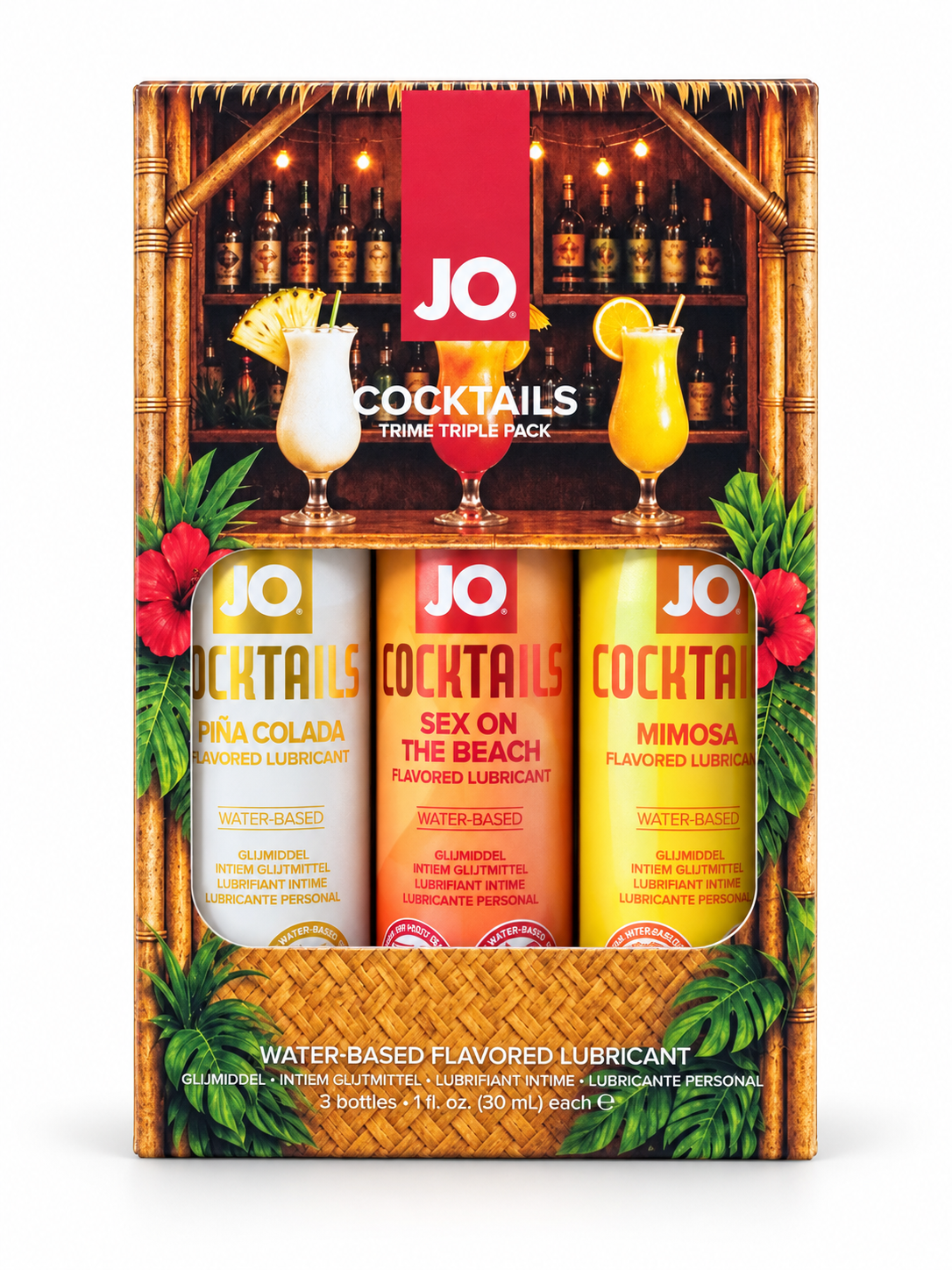 Pelumas berbahan dasar air berperisa System JO - Tri-Me Cocktails, paket isi tiga 3 × 30 ml