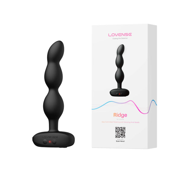 Lovense - Manik Anal Bergetar dan Berputar yang Dikendalikan Aplikasi Ridge (Hitam)
