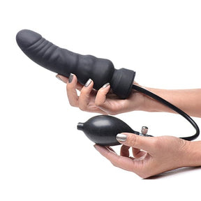Master Series - Dick Spand Inflatable Silicone Dildo Butt Plug (Black) XR1097 CherryAffairs