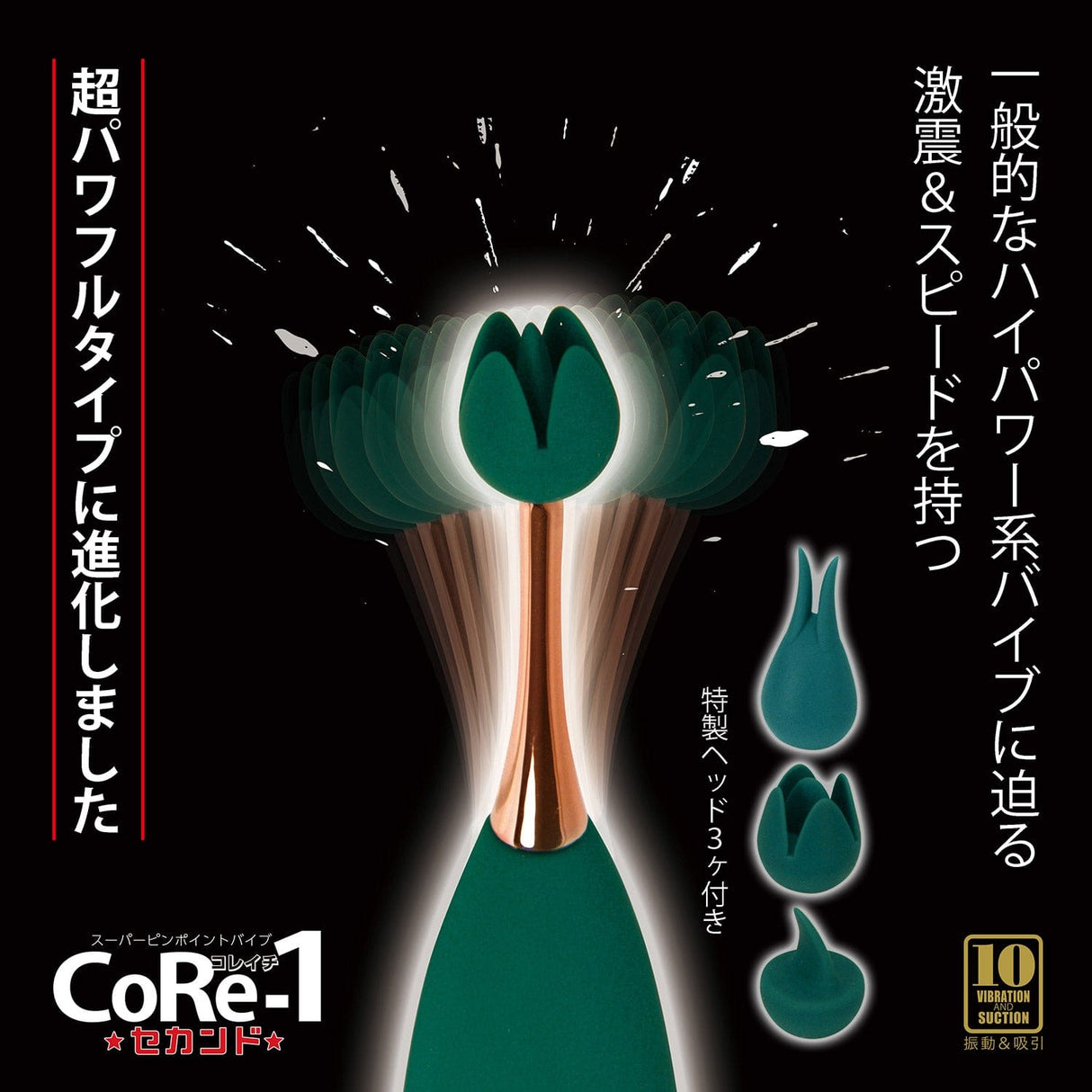 NPG - CoRe-1 Multi Tips Vibration and Suction Vibrator (Green) NPG1284 CherryAffairs