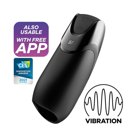 Satisfyer - Men Vibration Plus Masturbator Stroker yang Dikendalikan dengan Aplikasi (Hitam)