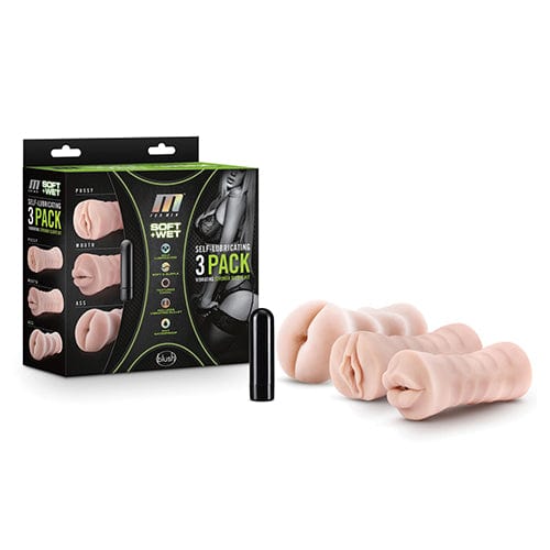 Blush Novelties - M for Men Self Lubricating Vibrating Stroker Masturbator Sleeve Kit (Beige) BN1143 CherryAffairs