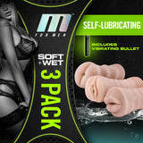 Blush Novelties - M for Men Self Lubricating Vibrating Stroker Masturbator Sleeve Kit (Beige) BN1143 CherryAffairs
