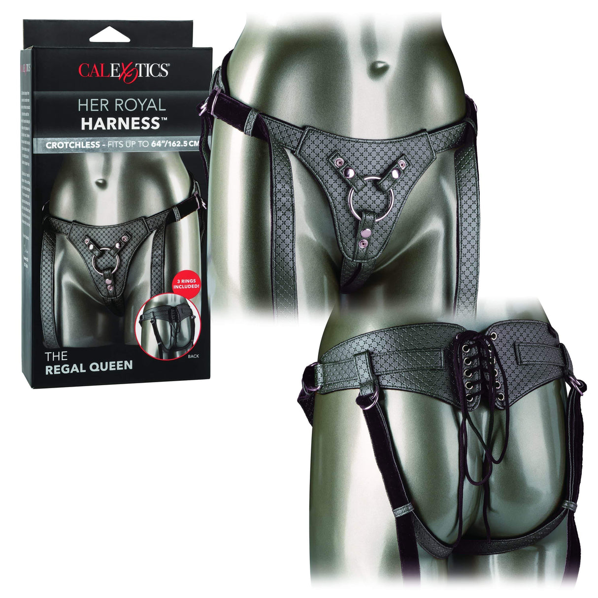 California Exotics - Her Royal Harness The Regal Queen Strap On (Black)    Strap On w/o Dildo