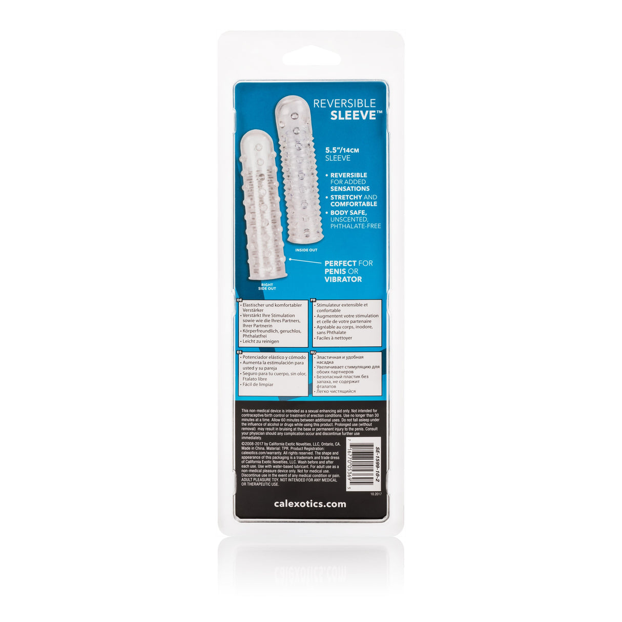 California Exotics - Reversible Textured Cock Sleeve (Clear) CE1522 CherryAffairs