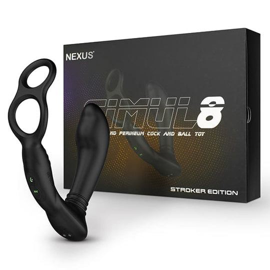 Nexus - Simul8 Stroker Edition Alat Pijat Getar Ganda untuk Anal dan Perineum, Mainan Penis dan Bola (Hitam)