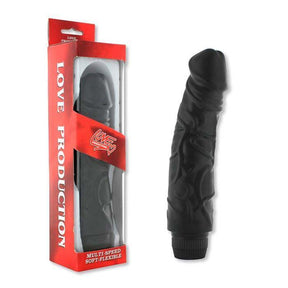 Perfect Pleasure Vibrating Dildo 22 cm (Black) - CherryAffairs.sg